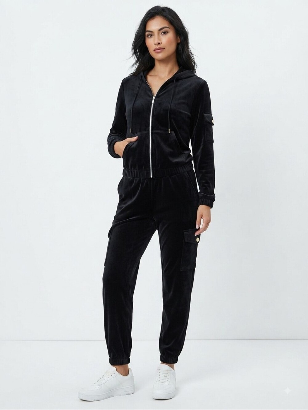 No Boundaries Black Velour Tracksuit Set Juniors Size 3-5 (S)